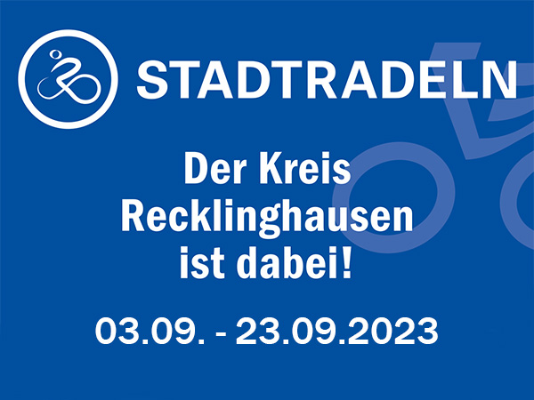 Schriftzug: Stadtradeln - Der Kreis Recklinghausen ist dabei! 03.09.-23.09.2023